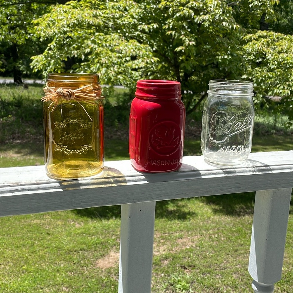 Mason Red and Gold Accent Vases Elegant Home Decor